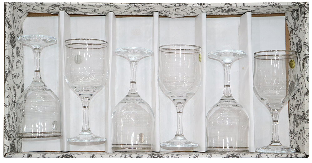 طقم كاسات حفر بلاتين من الخواجه ، مكون من 6 قطع