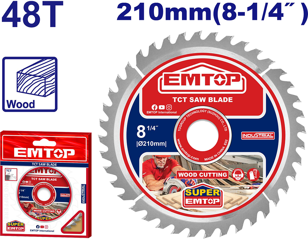 اسطوانة قطعية خشب TCT إم توب، 8.25 بوصة، 48 سن، ETCT121022