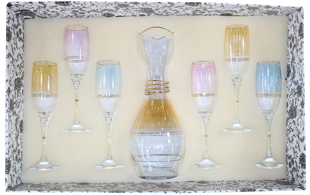 طقم شربات الخواجة حورس ، مكون من 7 قطع ، الوان متعددة