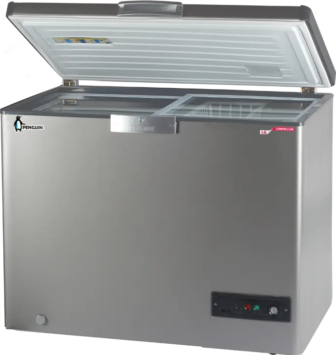 ديب فريزر افقي بنجوين ديفروست ، 303 لتر ، باب زجاج داخلي، استانلس داخلى، فضي، ES350LG