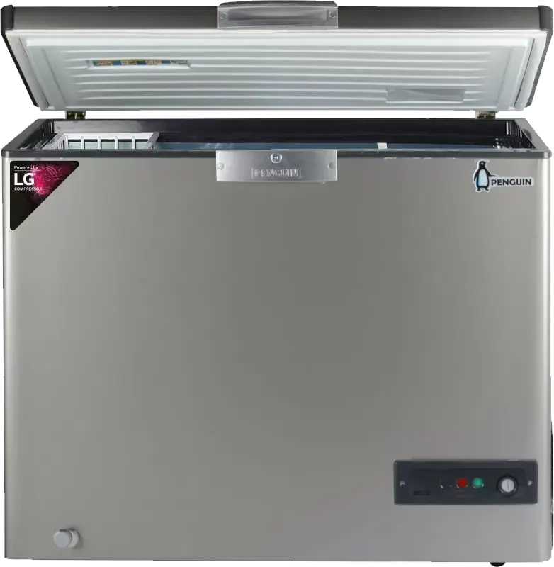 ديب فريزر افقي بنجوين ديفروست ، 303 لتر ، باب زجاج داخلي، استانلس داخلى، فضي، ES350LG