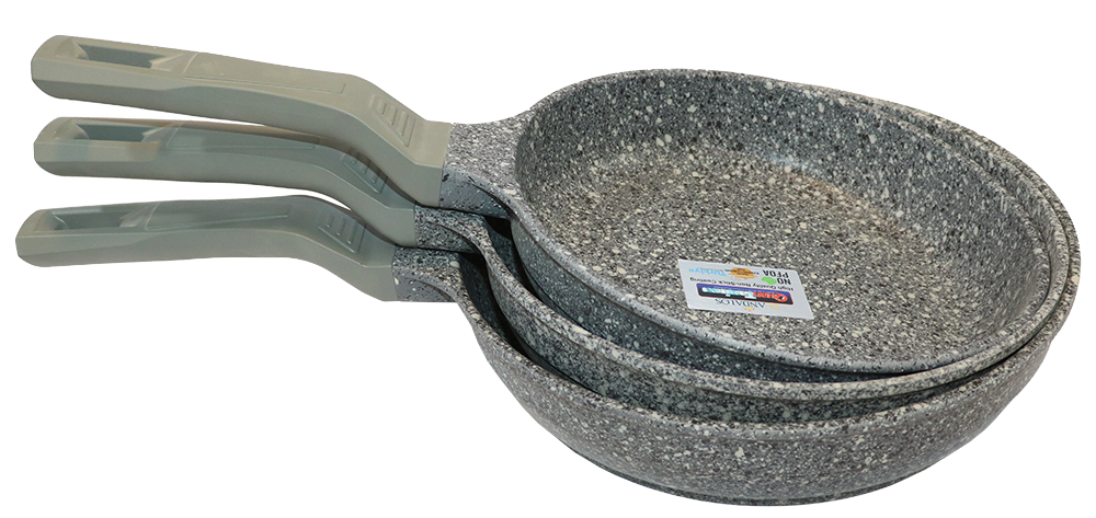 طقم مقلاة الاندالس جيرانيت ، مكونه من 3 قطع ، رمادى ديسكفر