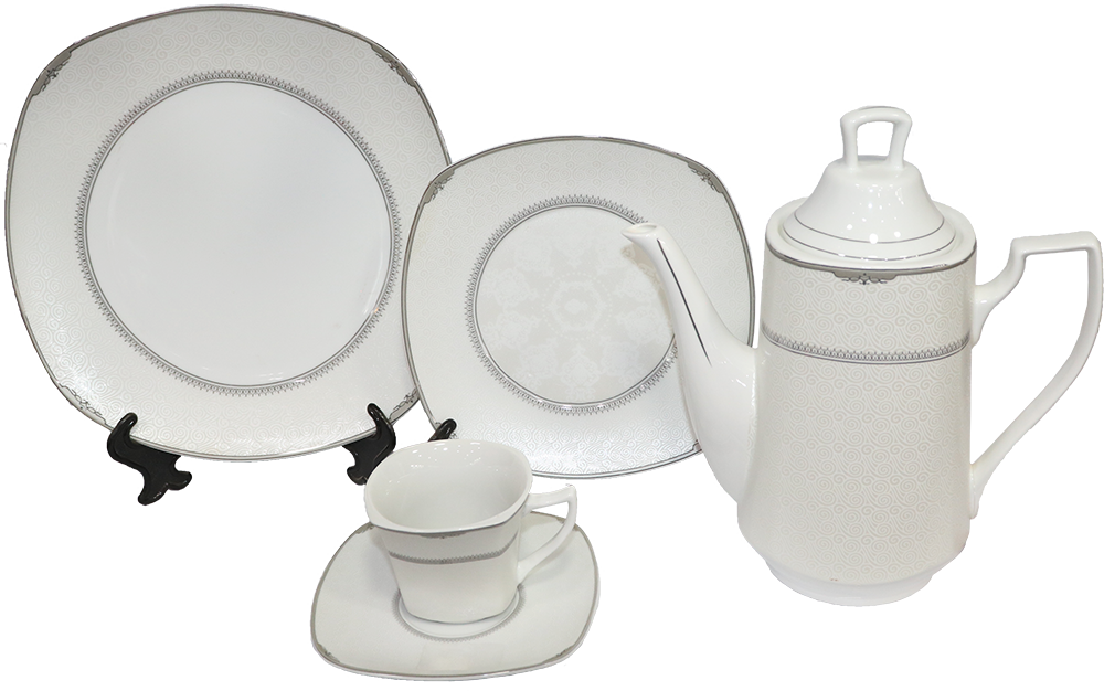 طقم سفرة التاج من الاندلس ، 62 قطعة، أبيض، 11915