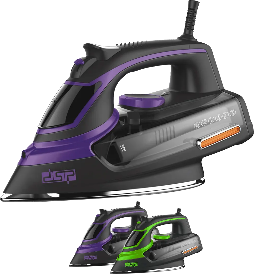 مكواة ملابس بخار دي إس بي 2000 وات، قاعدة سيراميك، ألوان متعددة، موديل KD1004