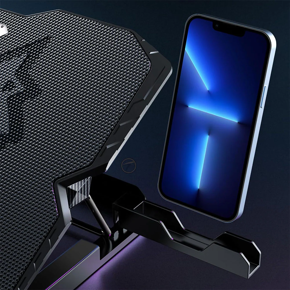 لوحة تبريد لابتوب من جيجاماكس بلس، 2 مروحة، اضاءة ليد، 2021