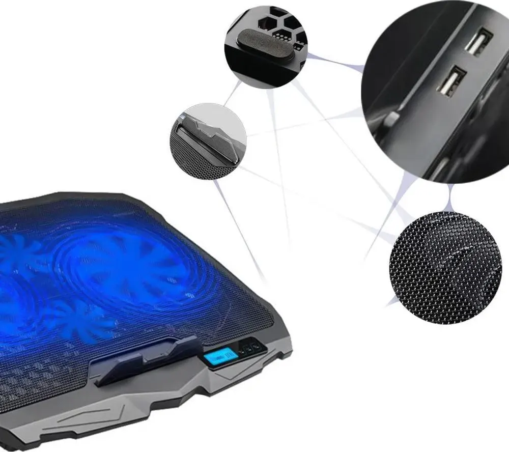 لوحة تبريد لابتوب من جيجاماكس بلس، 4 مروحة، اضاءة ليد، 2020