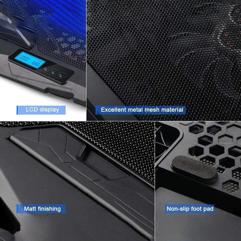 لوحة تبريد لابتوب من جيجاماكس بلس، 4 مروحة، اضاءة ليد، 2020