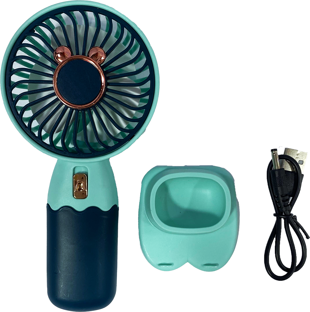 مروحة صغيرة محمولة تعمل بالشحن ،تركواز*أسود