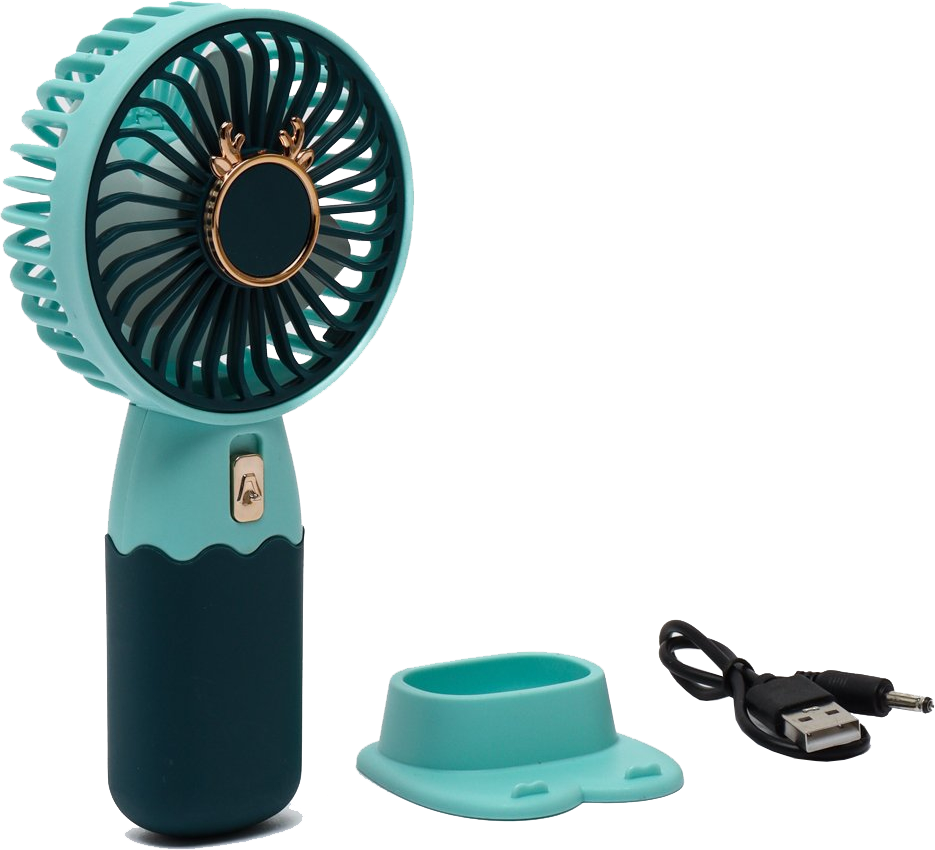 مروحة صغيرة محمولة تعمل بالشحن ،تركواز*أسود