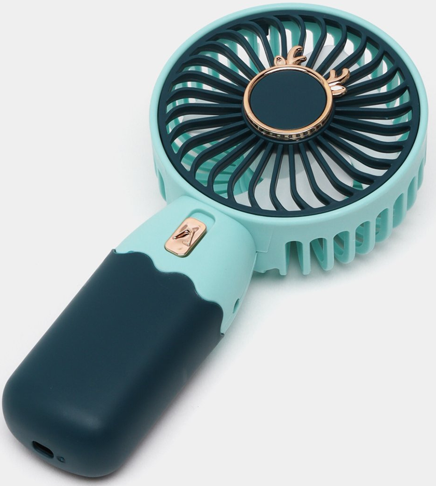 مروحة صغيرة محمولة تعمل بالشحن ،تركواز*أسود