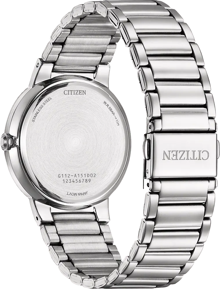 ساعة سيتيزن للرجال، مينا وردية، عقارب دائرية، سوار ستانلس ستيل فضي، ساعة يد تناظرية، فضية، BI5120-51Z