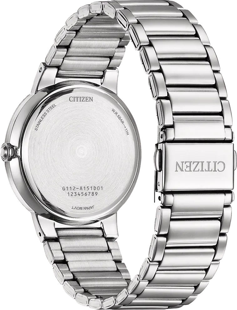 ساعة سيتيزن للرجال، مينا خضراء، عقارب دائرية، سوار ستانلس ستيل فضي، ساعة يد تناظرية، فضية، BI5120-51X