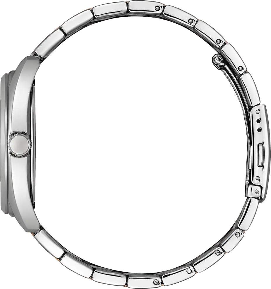 ساعة سيتيزن للرجال، ميناء أسود، عقارب دائرية، سوار ستانلس ستيل فضي، ساعة يد تناظرية، فضية، BI5100-58E