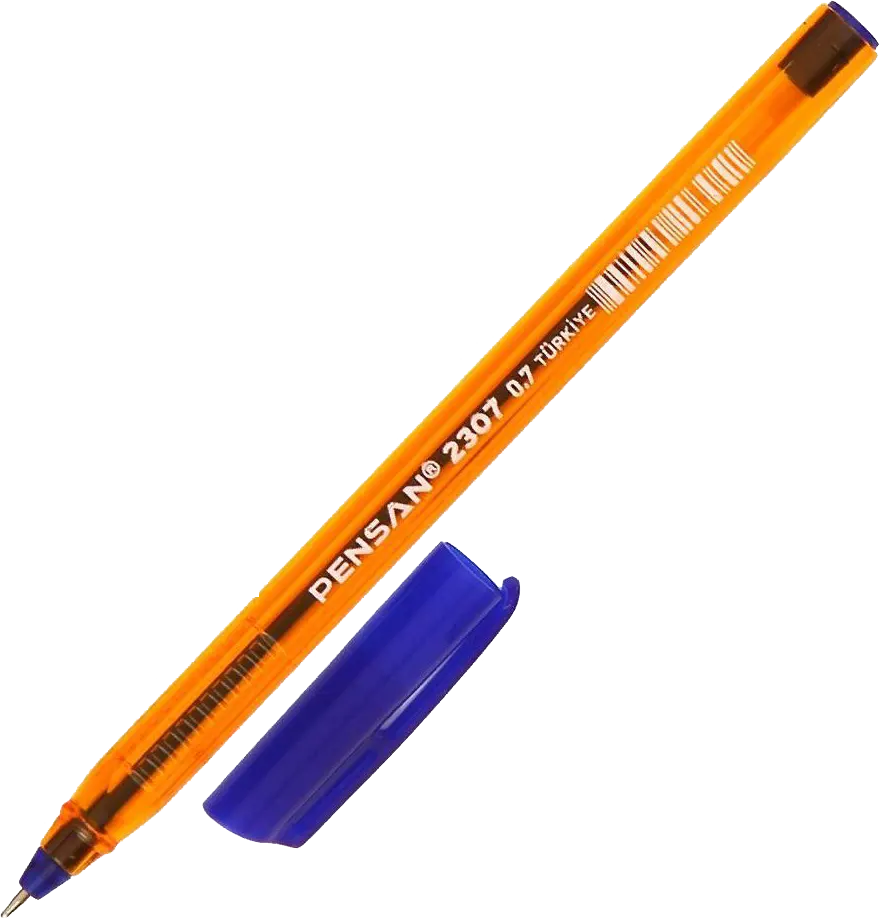 قلم حبر جاف بنسان تركي، 0.7 مللي، أزرق، جسم برتقالي شفاف، 2307