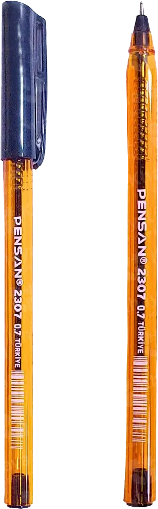 قلم حبر جاف بنسان تركي، 0.7 مللي، أزرق، جسم برتقالي شفاف، 2307