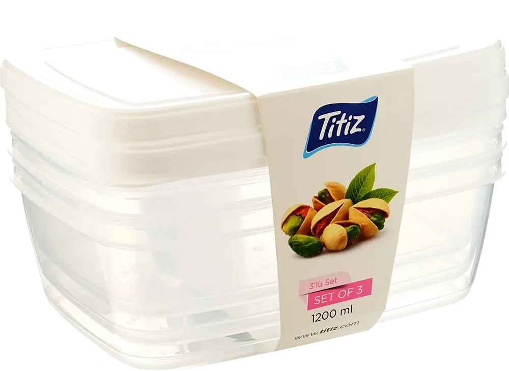 طقم علب تخزين طعام من تيتيز، 3 قطع، 1200 مل، ألوان متعددة، موديل AP-9258
