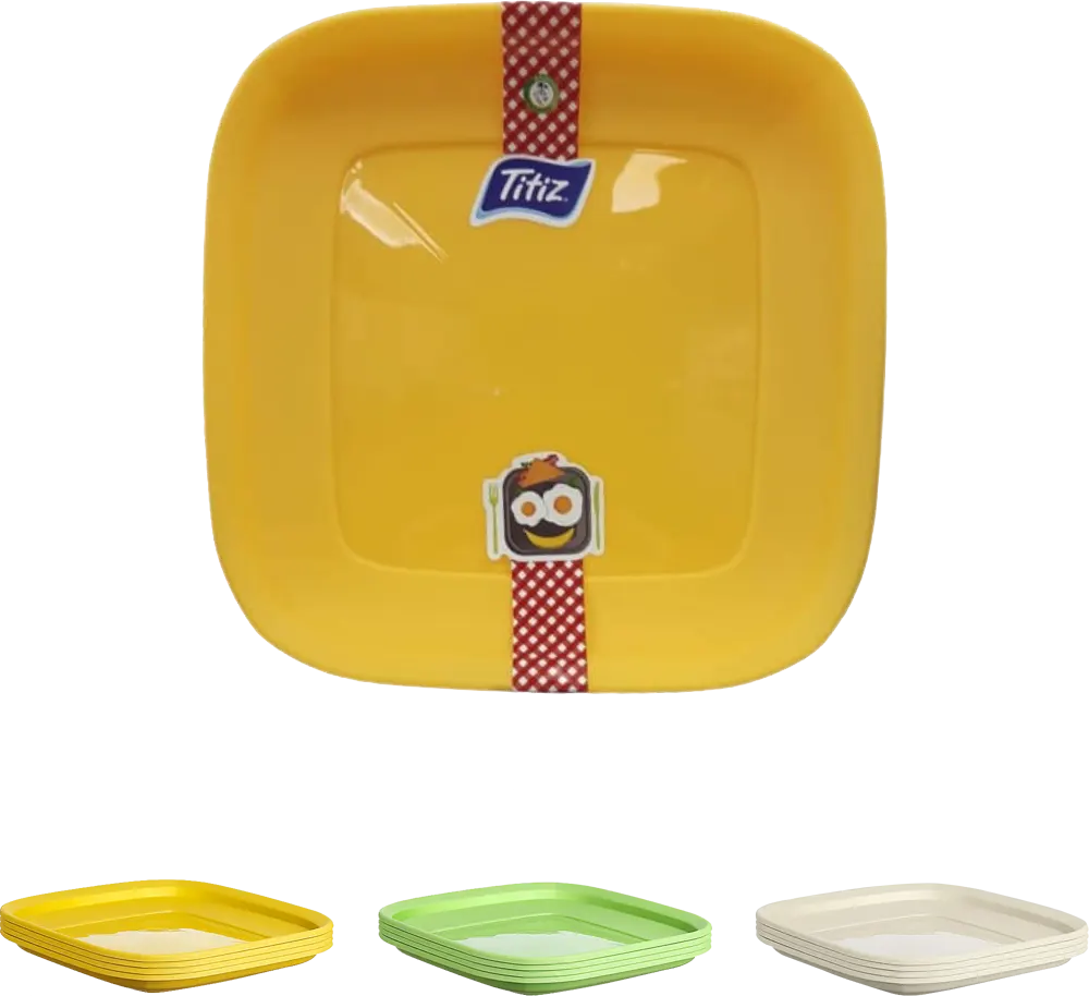 طقم أطباق بلاستيك تيتيز 4 قطع، متعدد الألوان، موديل AP-9264