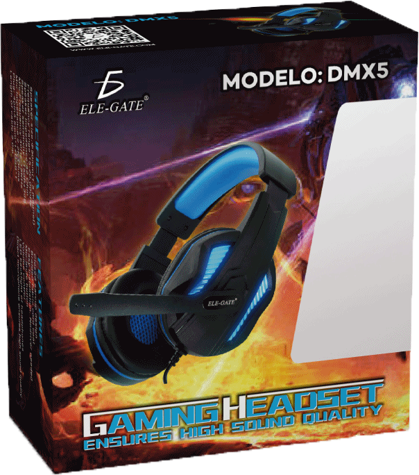 سماعة رأس سلكية من إيلي جيت، اضاءة RGB، موصل 3.5 مم، أسود، DM-X5