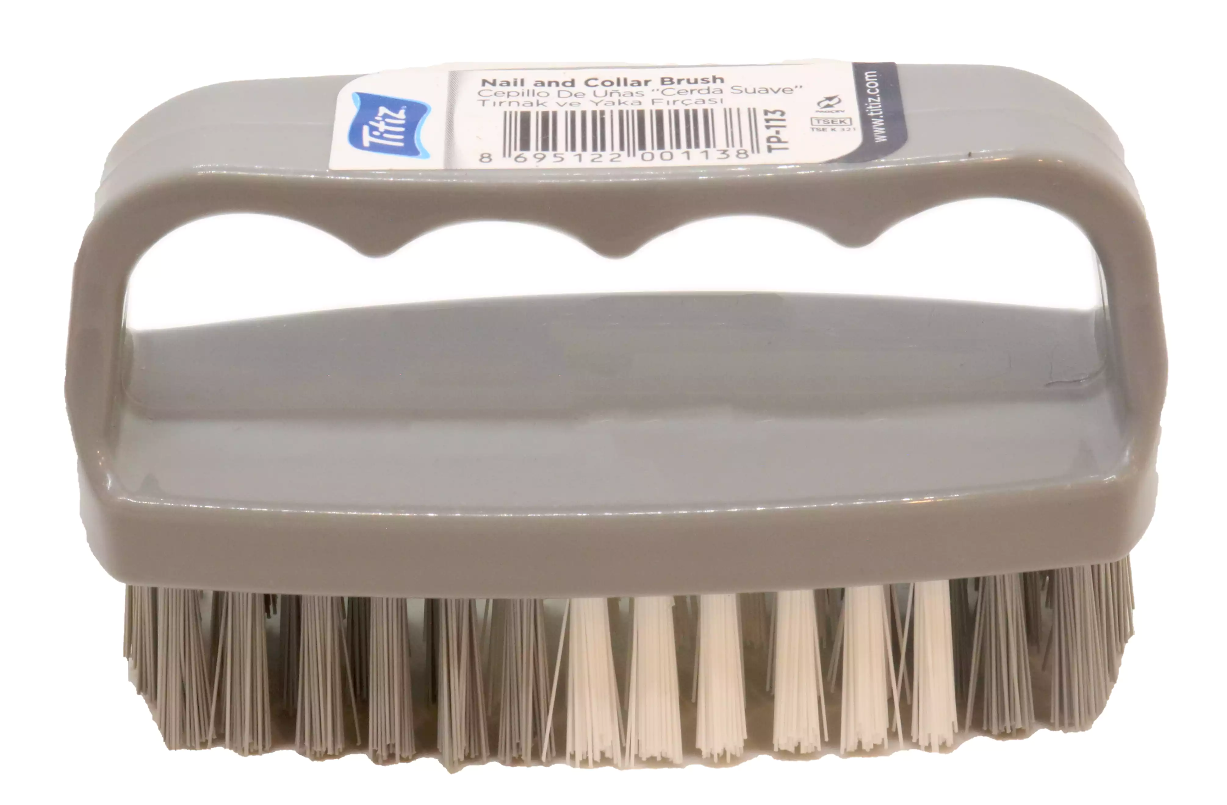 فرشاة تنظيف وتقشير الأظافر بيد من تيتيز، قطعة واحدة، رمادي