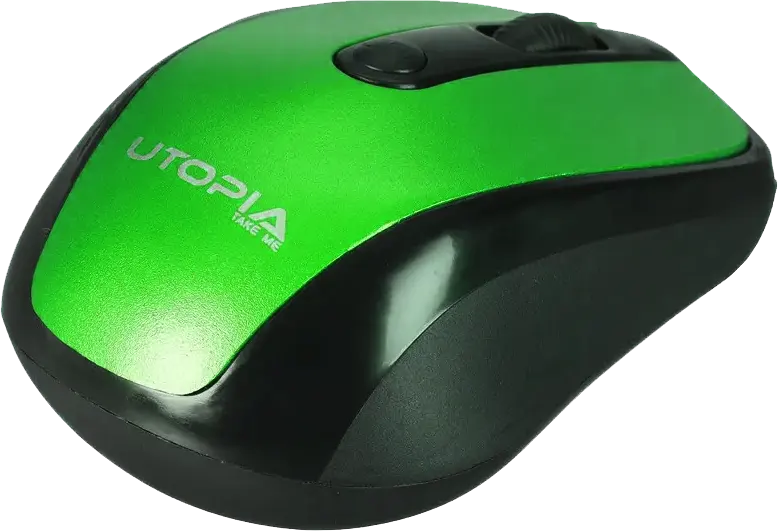 ماوس لاسلكي يوتوبيا، 1600 نقطة في البوصة، أسود*أخضر، U-101