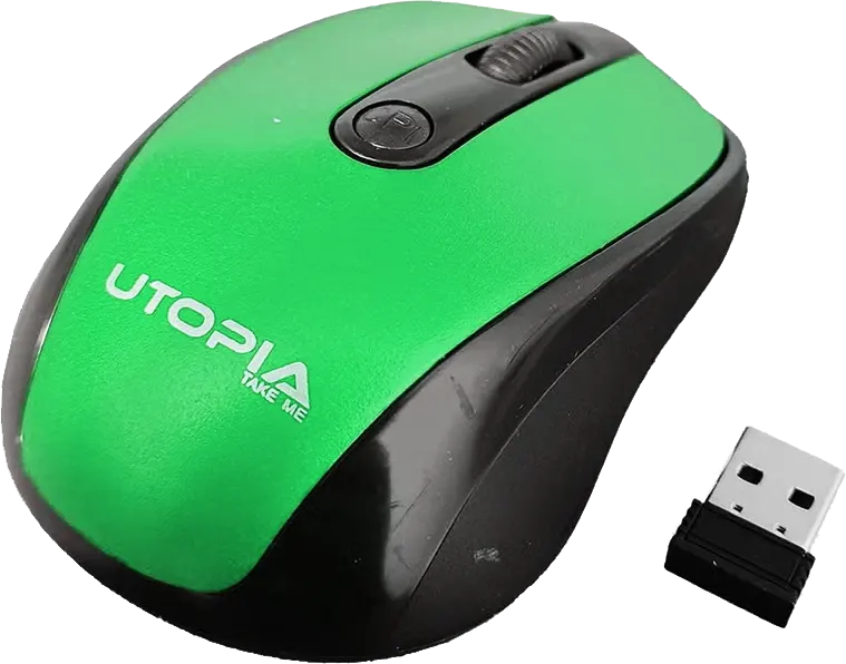 ماوس لاسلكي يوتوبيا، 1600 نقطة في البوصة، أسود*أخضر، U-101