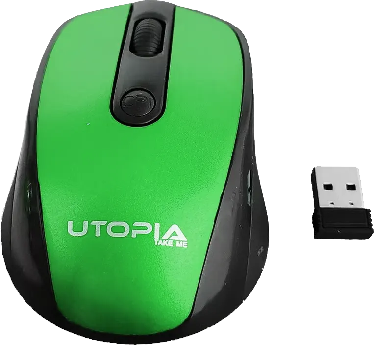 ماوس لاسلكي يوتوبيا، 1600 نقطة في البوصة، أسود*أخضر، U-101