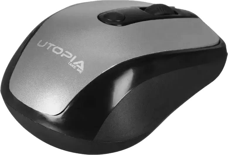 ماوس لاسلكي يوتوبيا، 1600 نقطة في البوصة، أسود*فضي، U-101