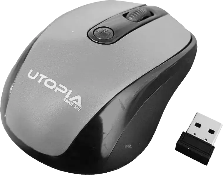 ماوس لاسلكي يوتوبيا، 1600 نقطة في البوصة، أسود*فضي، U-101