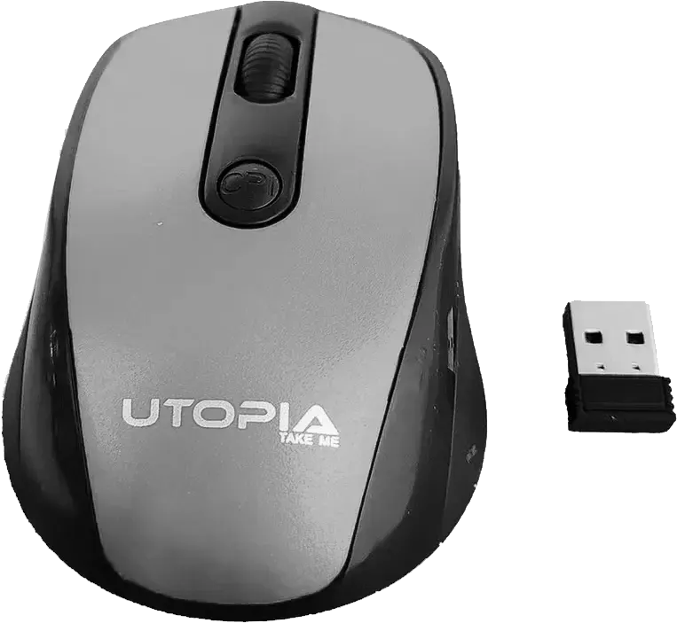 ماوس لاسلكي يوتوبيا، 1600 نقطة في البوصة، أسود*فضي، U-101