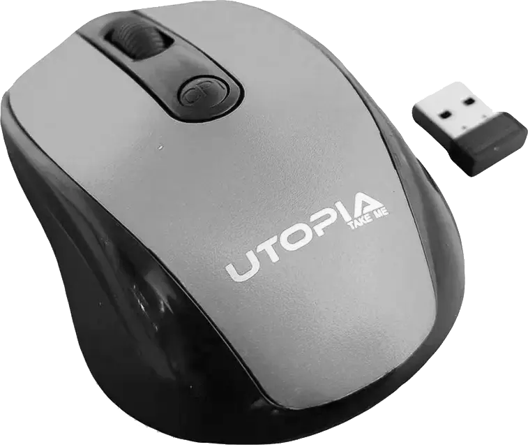 ماوس لاسلكي يوتوبيا، 1600 نقطة في البوصة، أسود*فضي، U-101