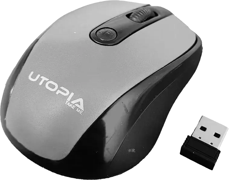 ماوس لاسلكي يوتوبيا، 1600 نقطة في البوصة، أسود*فضي، U-101