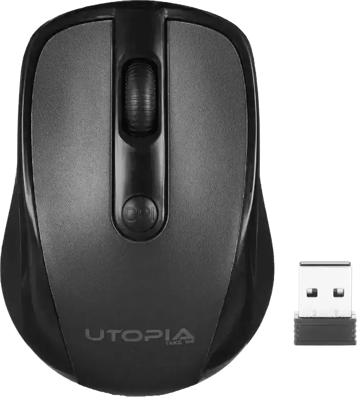 ماوس لاسلكي يوتوبيا، 1600 نقطة في البوصة، أسود U-101