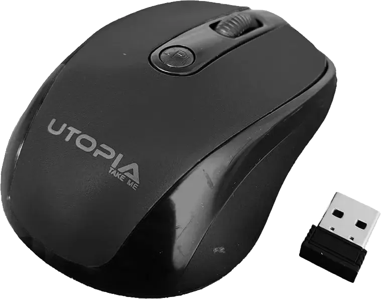 ماوس لاسلكي يوتوبيا، 1600 نقطة في البوصة، أسود U-101