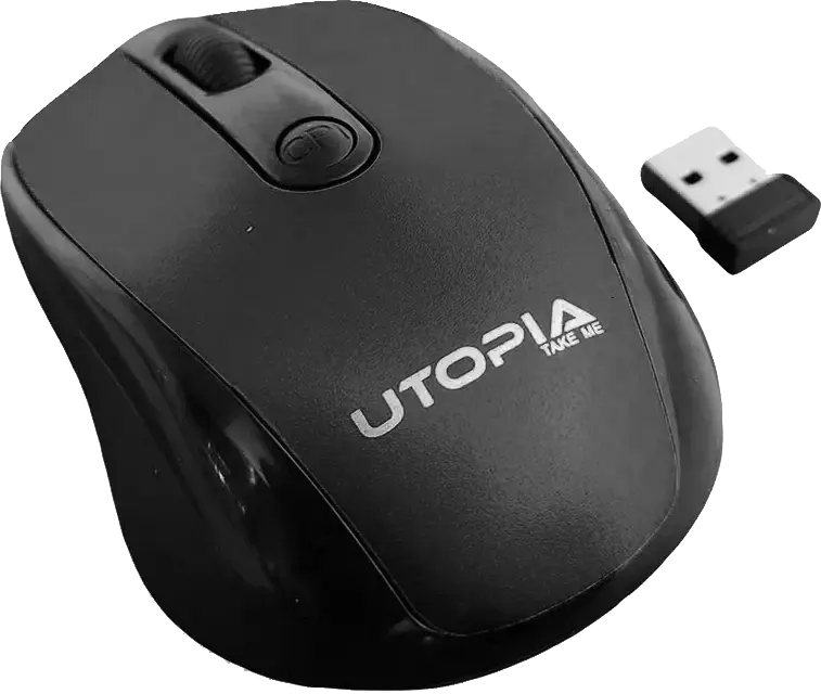 ماوس لاسلكي يوتوبيا، 1600 نقطة في البوصة، أسود U-101