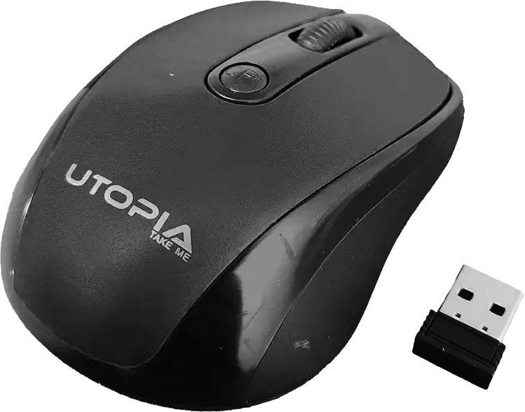 ماوس لاسلكي يوتوبيا، 1600 نقطة في البوصة، أسود U-101