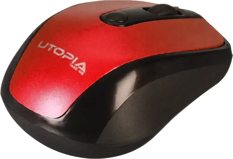 ماوس لاسلكي من يوتوبيا، 1600 نقطة في البوصة، 4 أزرار، أسود* أحمر،U-101