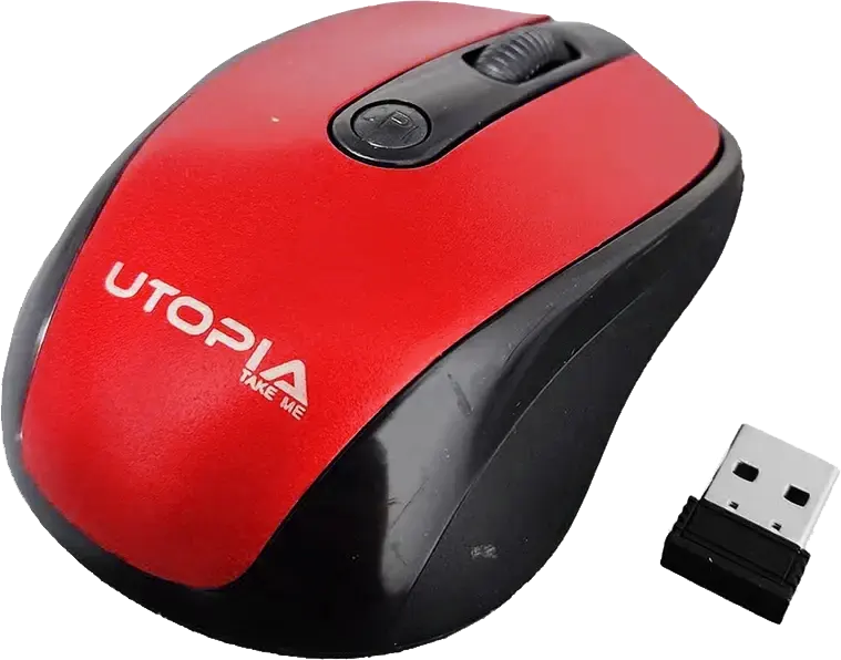 ماوس لاسلكي من يوتوبيا، 1600 نقطة في البوصة، 4 أزرار، أسود* أحمر،U-101