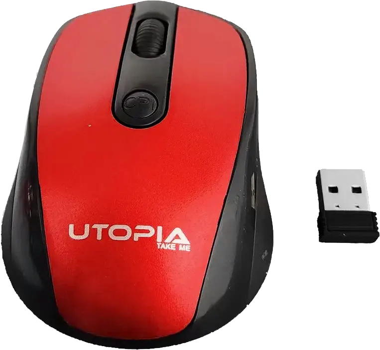 ماوس لاسلكي من يوتوبيا، 1600 نقطة في البوصة، 4 أزرار، أسود* أحمر،U-101
