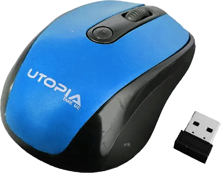 ماوس لاسلكي من يوتوبيا، 1600 نقطة في البوصة، 4 أزرار، أسود* أزرق،U-101