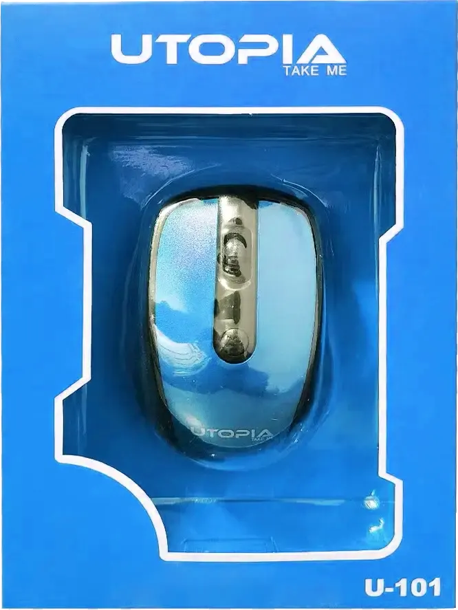 ماوس لاسلكي من يوتوبيا، 1600 نقطة في البوصة، 4 أزرار، أسود* أزرق،U-101