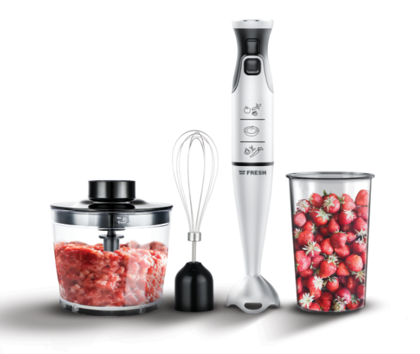 هاند بلندر فريش، 1000 وات، كاس 600 مللي، شفرات ستانلس، مضرب بيض، سيلفر، HB1000C