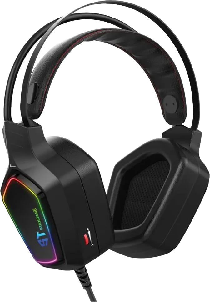 سماعة رأس سلكية للألعاب، USB، ميكروفون، ضوء RGB ، أسود ، GM-08