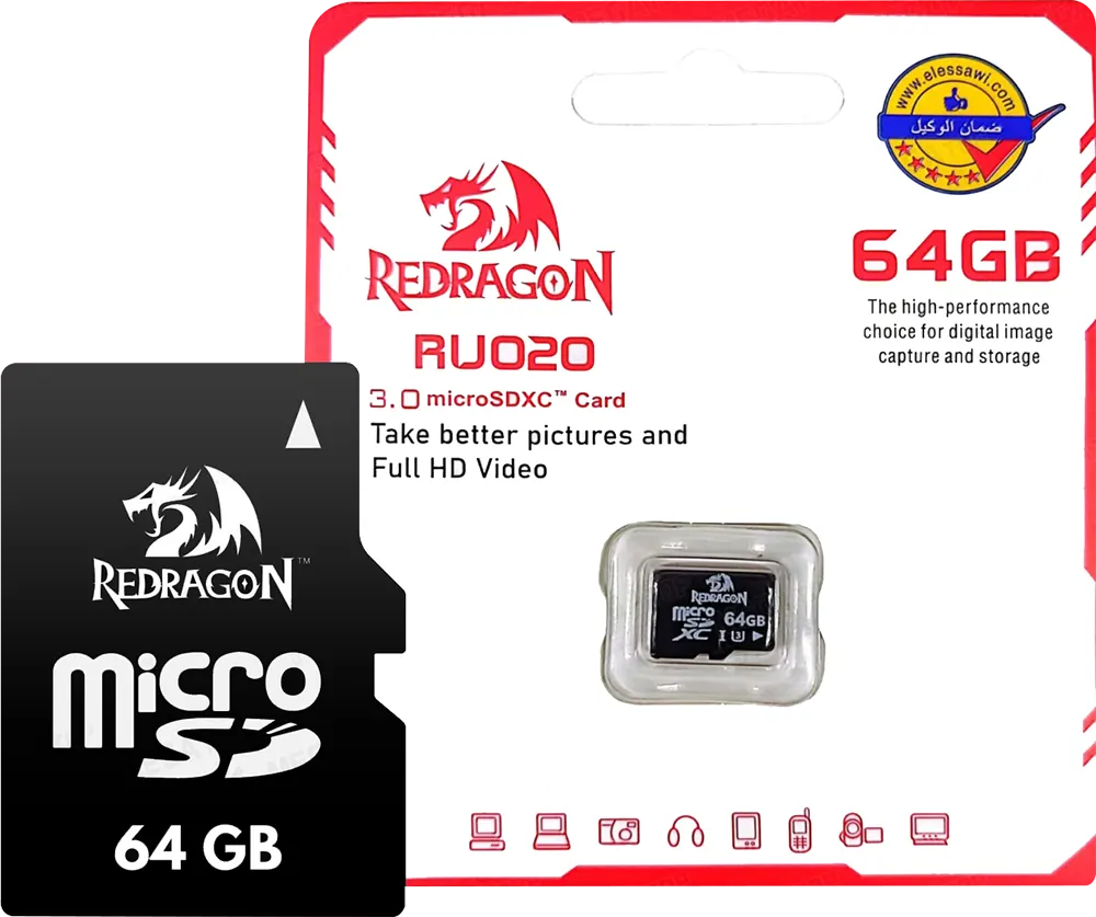 كارت ميموري مايكرو ريدراجون ، SDXC، بسعة 64 جيجابايت، لون اسود، موديل RU020A