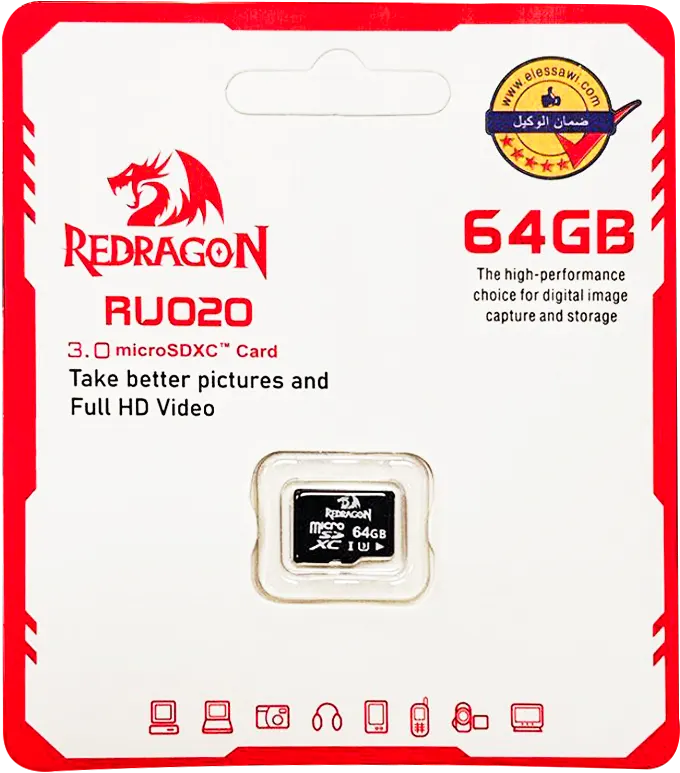 كارت ميموري مايكرو ريدراجون ، SDXC، بسعة 64 جيجابايت، لون اسود، موديل RU020A