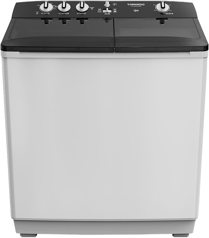غسالة هاف اتوماتيك تورنيدو ، 10 كيلو، 1400 لفة في الدقيقة، 2 حوض، أبيض*أسود، TVH-HM10TS(WK)