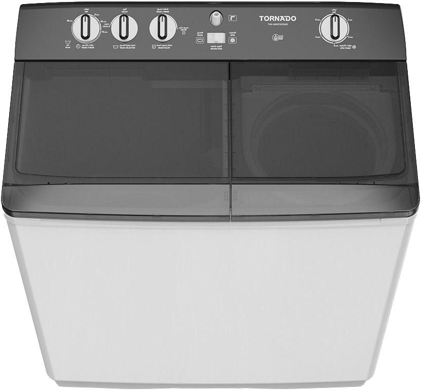 غسالة هاف اتوماتيك تورنيدو ، 10 كيلو، 1400 لفة في الدقيقة، 2 حوض، أبيض*أسود، TVH-HM10TS(WK)