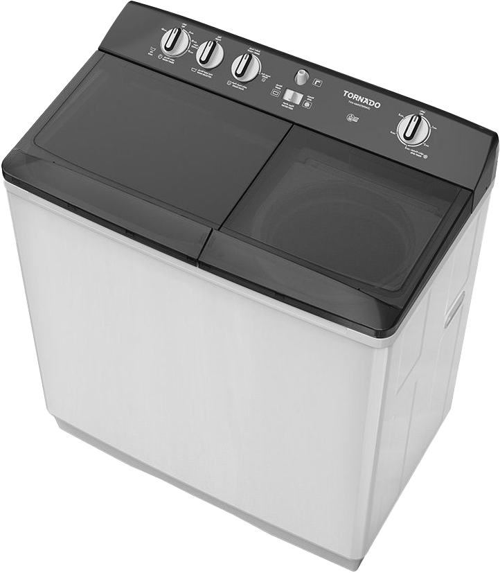 غسالة هاف اتوماتيك تورنيدو ، 10 كيلو، 1400 لفة في الدقيقة، 2 حوض، أبيض*أسود، TVH-HM10TS(WK)