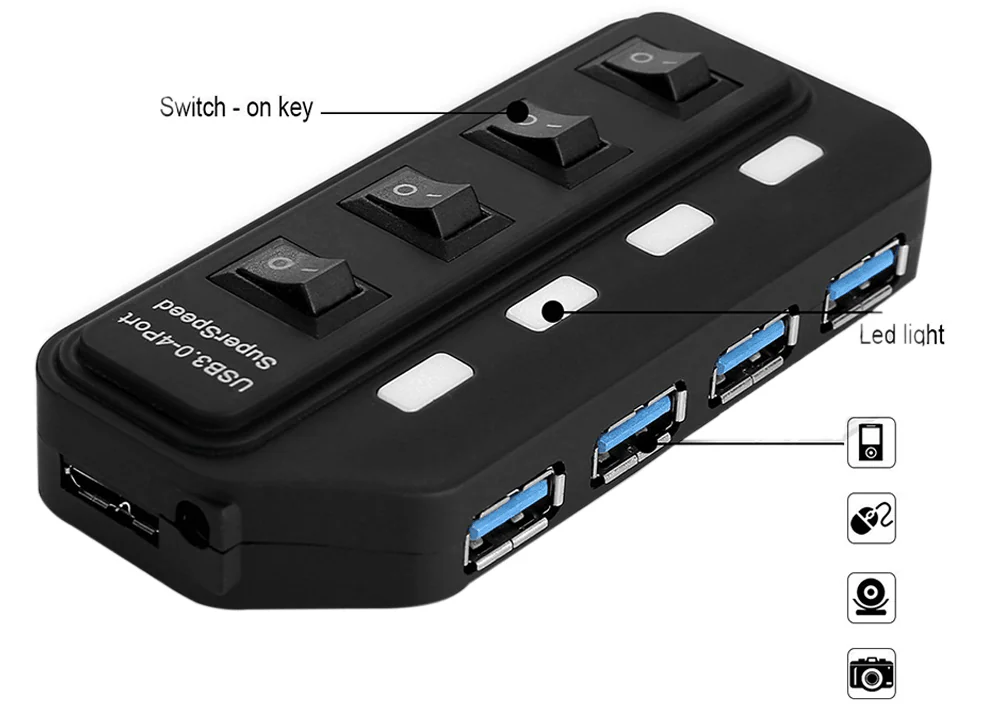 موزع يو اس بي 3.0 من تو بي،  4 منافذ ، 4 سويتش، US318