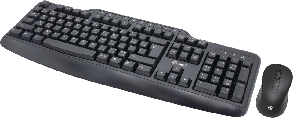مجموعة لوحة مفاتيح وماوس لاسلكية ستاندرد، 2.4 جيجاهرتز، أسود، KCW-6000