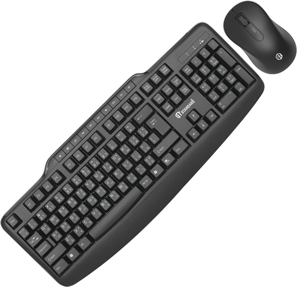 مجموعة لوحة مفاتيح وماوس لاسلكية ستاندرد، 2.4 جيجاهرتز، أسود، KCW-6000